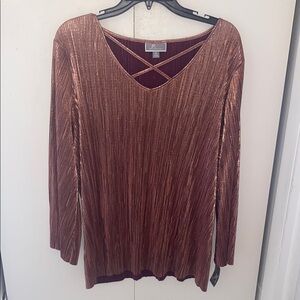 Elegant Metallic Long Sleeve Top